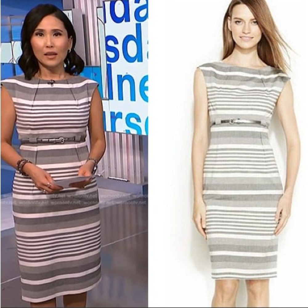 NWTS Size 10 Calvin Klein, gray and white striped dress AS seen on TV !